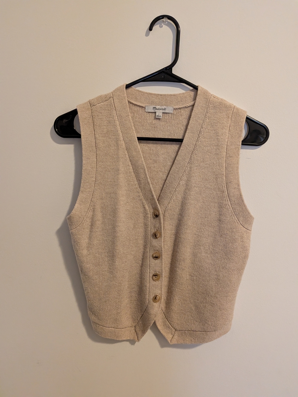 Madewell Neutral Beige V-Neck Button Sweater Vest